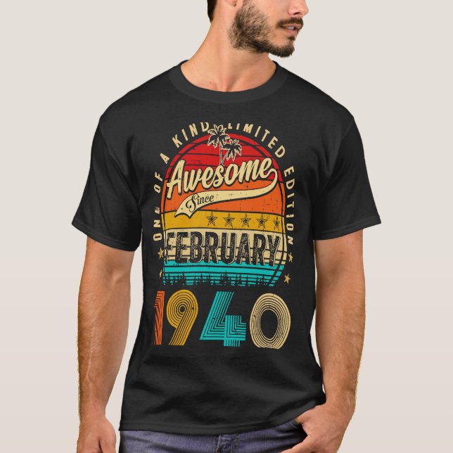 Awesome Since February 1940 83 Years Old 83rd Birt T-Shirt (Front)