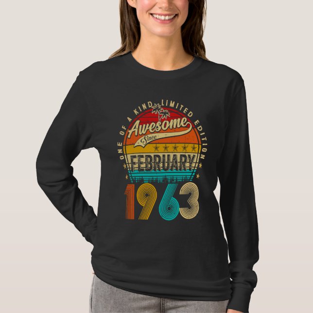 Awesome Since February 1963 60 Years Old 60th Birt T-Shirt (Front)
