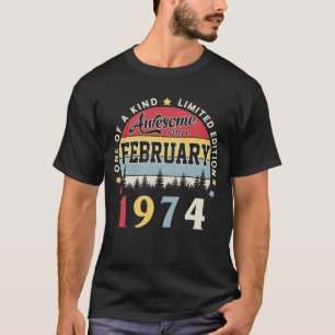 Awesome Since February 1974 Vintage Retro Birthday T-Shirt