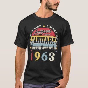 Awesome Since January 1963 Vintage Retro Birthday T-Shirt
