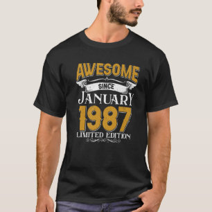 Awesome Since January 1987 Vintage 35Th Birthday F T-Shirt