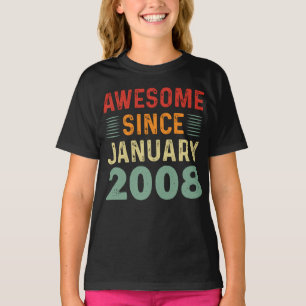Awesome Since January 2008 Vintage Birthday T-Shirt