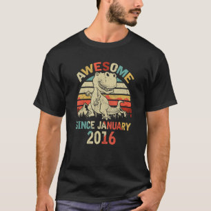Awesome Since JANUARY 2016 4th Dinosaur Birthday f T-Shirt