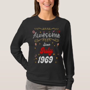 Awesome Since July 1969 Birthday Flowers & Butterf T-Shirt