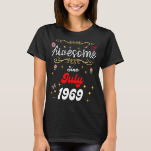 Awesome Since July 1969 Birthday Flowers & Butterf T-Shirt