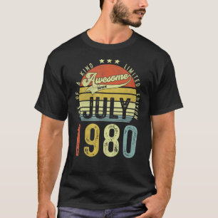 Awesome Since July 1980 Vintage 42nd Birthday For  T-Shirt