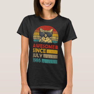 Awesome Since July 1986 37th Birthday  Cat T-Shirt