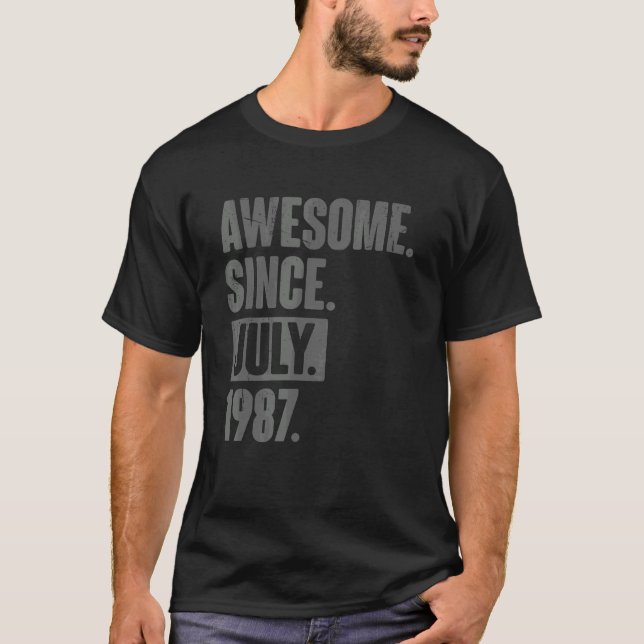 Awesome Since July 1987  35 Year Old 35th Birthday T-Shirt (Front)