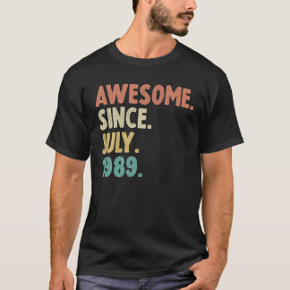 Awesome Since July 1989 33Th Birthday Gift 33Year T-Shirt