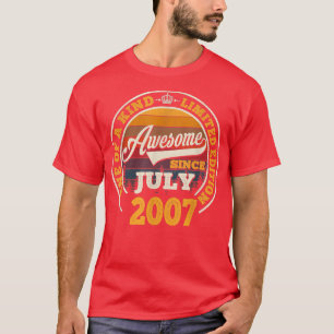 Awesome Since July 2007 15th Birthday Gift 15 Year T-Shirt
