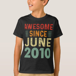Awesome Since June 2010 Vintage Birthday T-Shirt