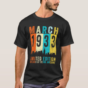 Awesome Since March 1933 89th Birthday Vintage Ret T-Shirt