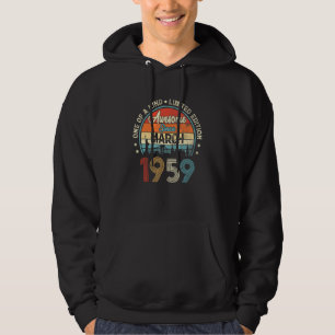 Awesome Since March 1959 Vintage 63rd Birthday Hoodie