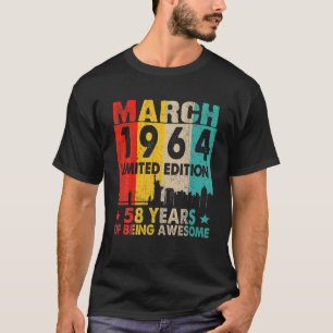 Awesome Since March 1964 58Th Birthday Vintage Ret T-Shirt