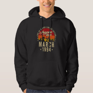 Awesome Since March 1994 Vintage 28th Birthday Hoodie