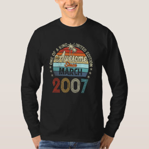 Awesome Since March 2007 Vintage 15th Birthday T-Shirt