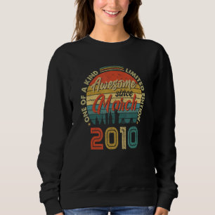 Awesome Since March 2010 Vintage 12th Birthday Sweatshirt