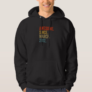 Awesome Since March 2012 10th Birthday Vintage Ret Hoodie