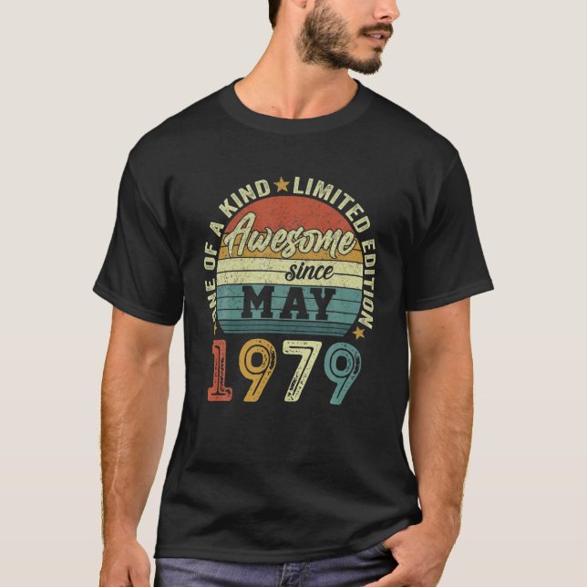 Awesome Since May 1979 43 Years Old 43Th Birthday T-Shirt (Front)