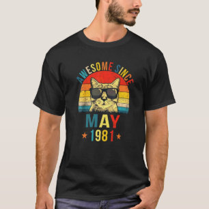Awesome Since May 1981 41st Birthday Cat T-Shirt