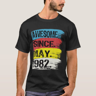 Awesome Since May 1982 Gemini Man Taurus Girl 40Th T-Shirt