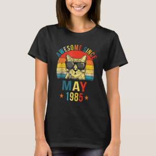 Awesome Since May 1985 37th Birthday Cat T-Shirt