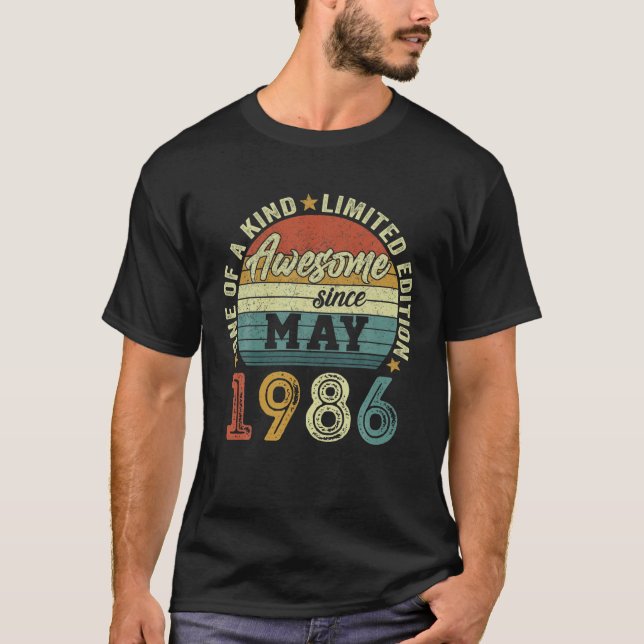 Awesome Since May 1986 36 Years Old 36Th Birthday T-Shirt (Front)