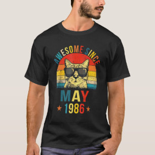 Awesome Since May 1986 36th Birthday Cat T-Shirt