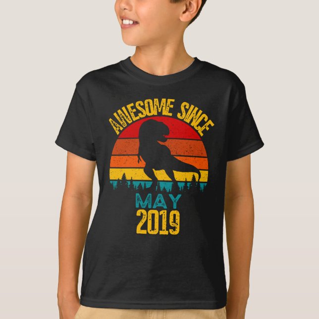 Awesome Since May 2019 T Rex Dino T-Shirt (Front)
