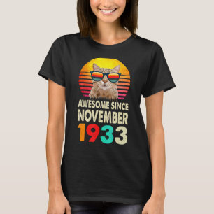 Awesome Since November 1933 89th Birthday Cat Vint T-Shirt