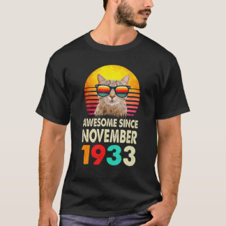 Awesome Since November 1933 89th Birthday Cat Vint T-Shirt