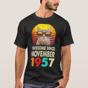 Awesome Since November 1957 65th Birthday Cat Vint T-Shirt