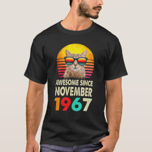 Awesome Since November 1967 55th Birthday Cat Vint T-Shirt