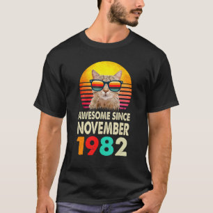 Awesome Since November 1982 40th Birthday Cat Vint T-Shirt