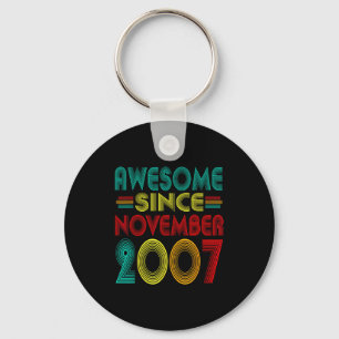 Awesome Since November 2007 Years 18th Bday Funny  Key Ring