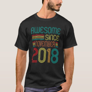 Awesome Since November 2018 4th Birthday Retro 4 Y T-Shirt