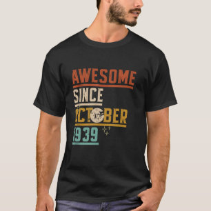 Awesome Since October 1939 Moon Cat Bat Spooky Hal T-Shirt