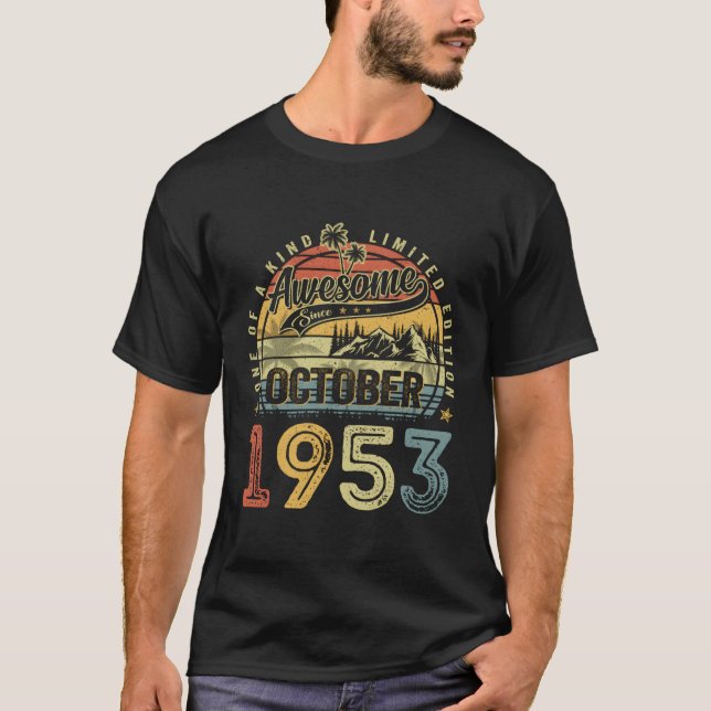 Awesome Since October 1953 70 70Th T-Shirt (Front)