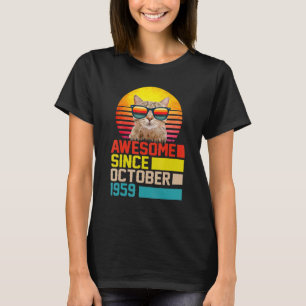 Awesome Since October 1959 63rd Birthday Cat Men W T-Shirt