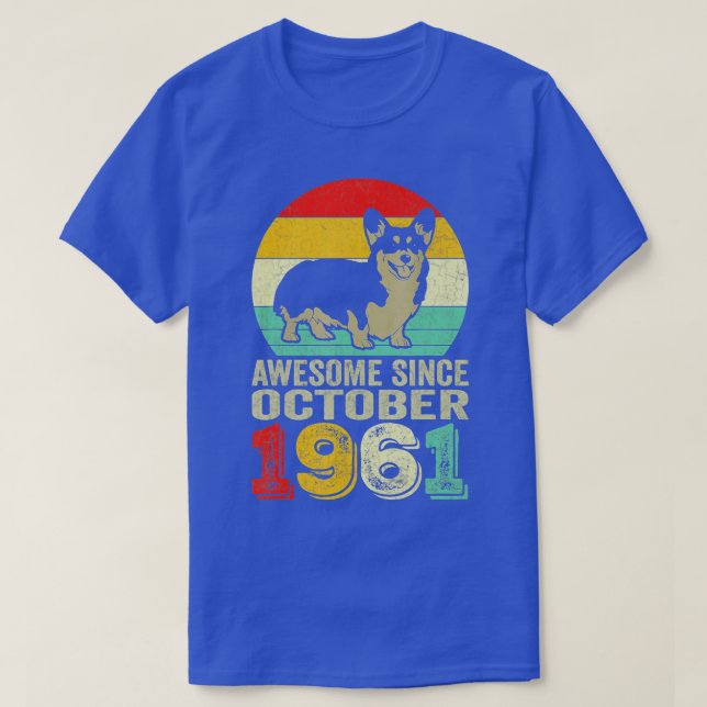 Awesome Since October 1961 61st Birthday Gifts Dog T-Shirt (Design Front)