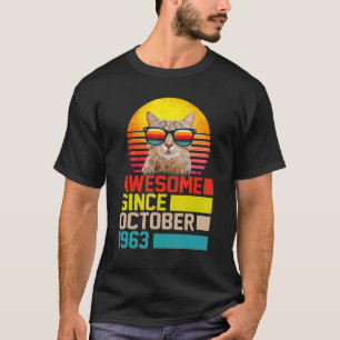 Awesome Since October 1963 59th Birthday Cat Men W T-Shirt