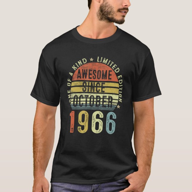 Awesome Since October 1966 56 Years Old 56th Birth T-Shirt (Front)
