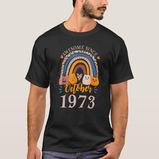 Awesome Since October 1973 49th Birthday Halloween T-Shirt (Front)