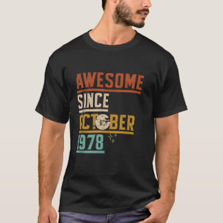 Awesome Since October 1978 Moon Cat Bat Spooky Hal T-Shirt