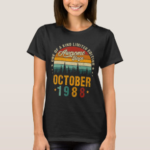 Awesome Since October 1988 Vintage 34th Birthday T-Shirt