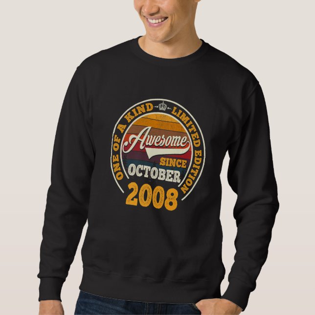 Awesome Since October 2008 14th Birthday  14 Years Sweatshirt (Front)