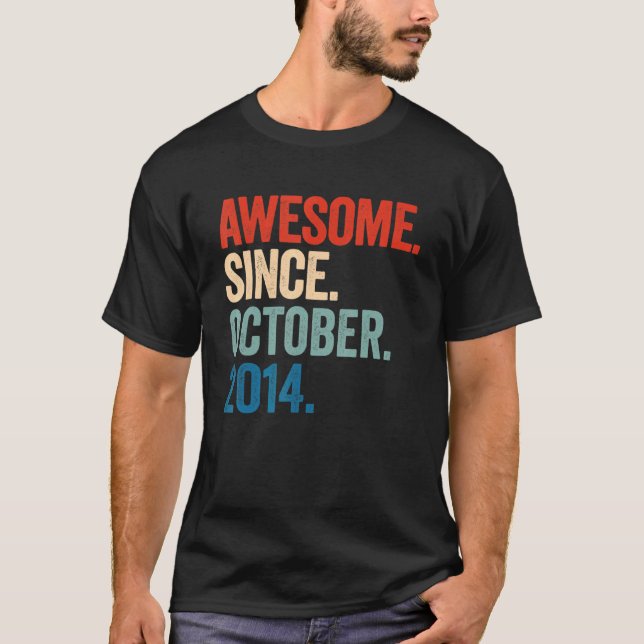Awesome Since October 2014 8th Birthday  8 Years O T-Shirt (Front)