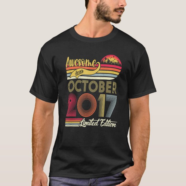 Awesome Since October 2017 5th birthday 5 Years Ol T-Shirt (Front)
