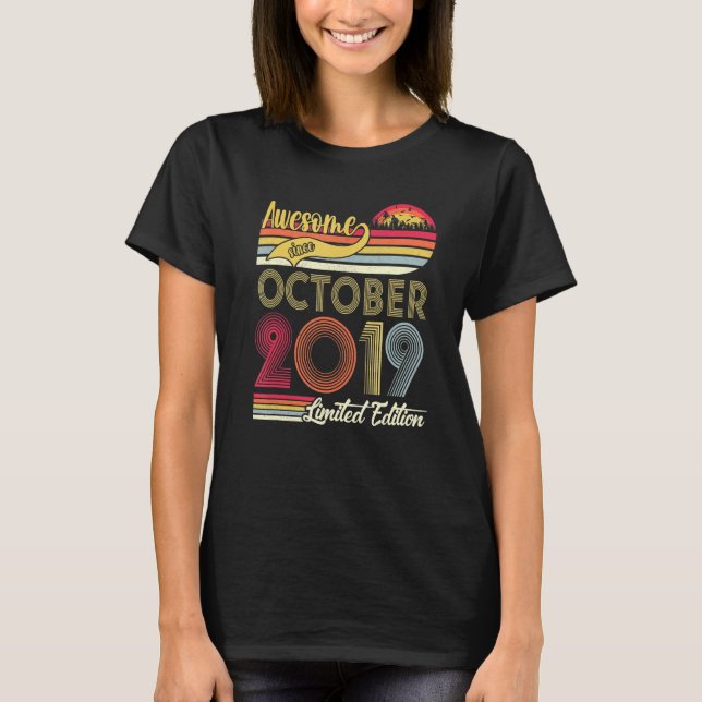 Awesome Since October 2019 3rd birthday 3 Years Ol T-Shirt (Front)
