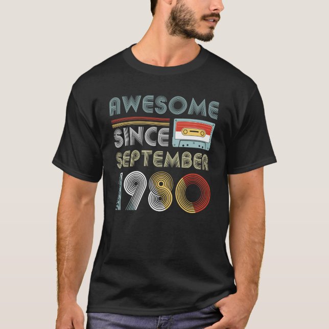 Awesome Since September 1980 Birthday Vintage T-Shirt (Front)
